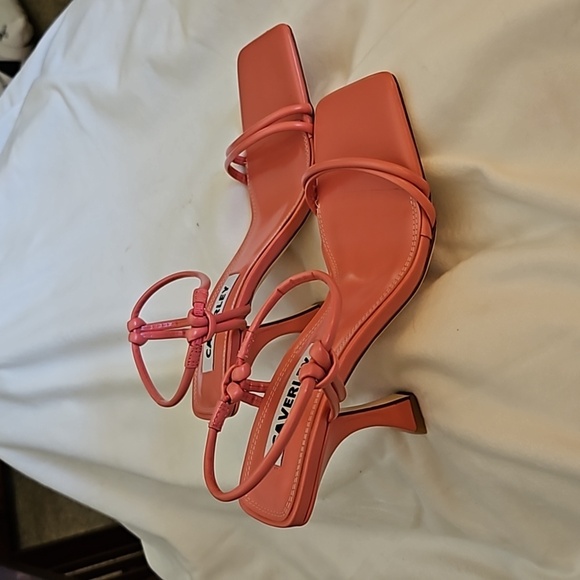CAVERLEY Flamingo Pink Kolt Leather Dressy Strappy Slingback Kitten Heels - Picture 5 of 13